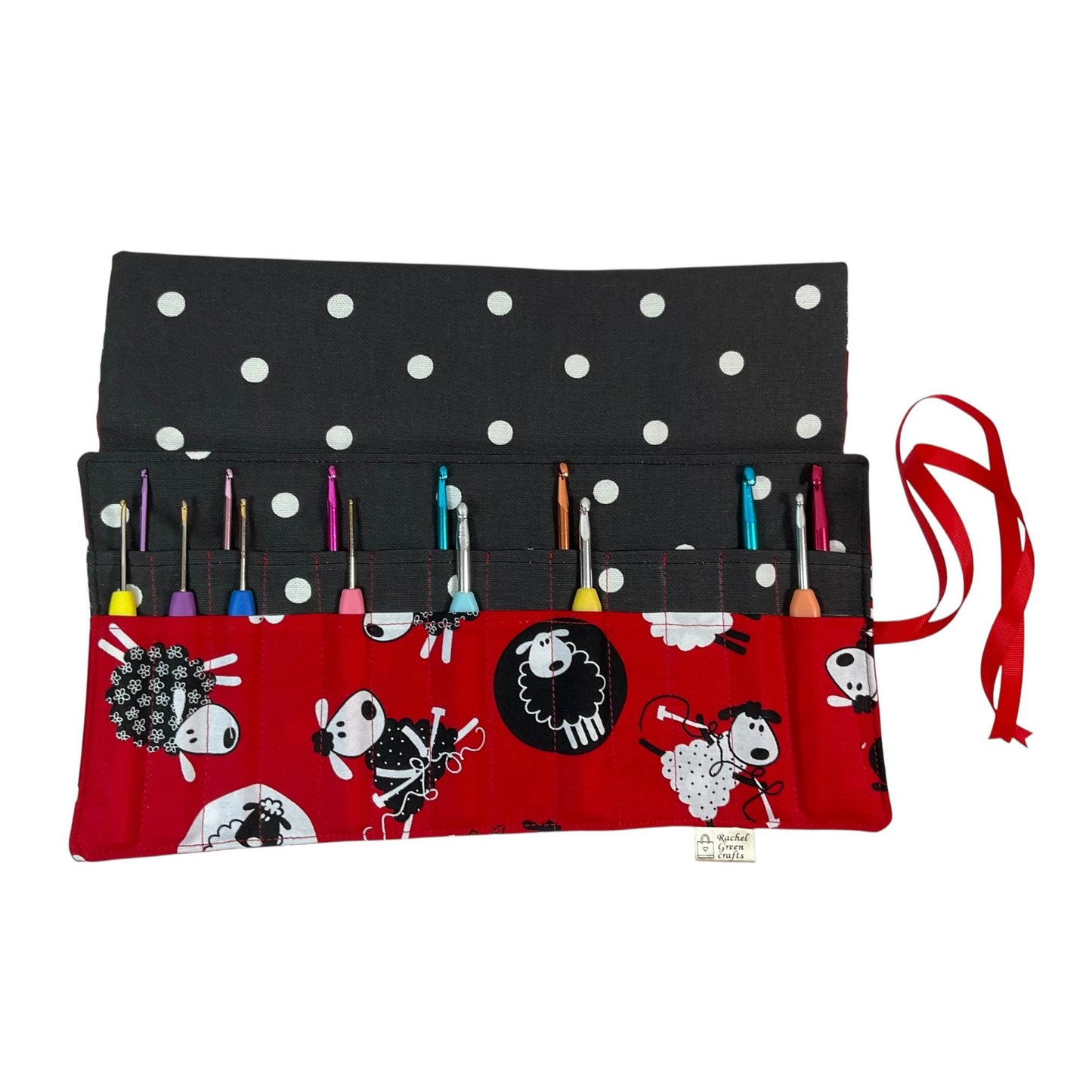 Crochet hook case with knitting sheep