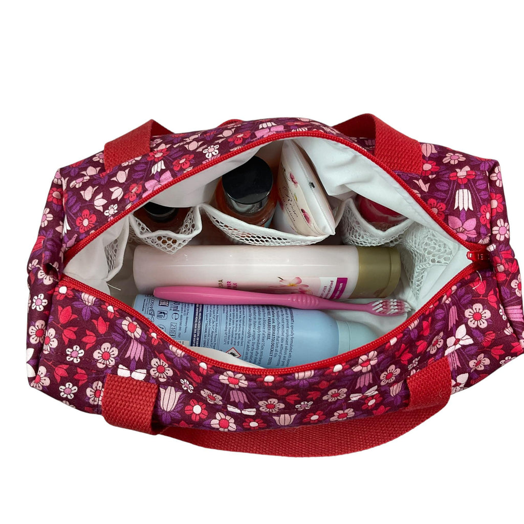 Liberty fabric large toiletries bag with handles and zip pocket, floral Waterproof, ladies sponge wash pouch, Cosmetics bag, ladies gift