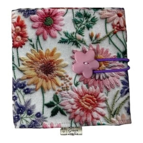 Circular needle case for short needles in floral print, needle wallet, fixed 16" case, 9" sock needles, 12" , knitters gift, needle holder,