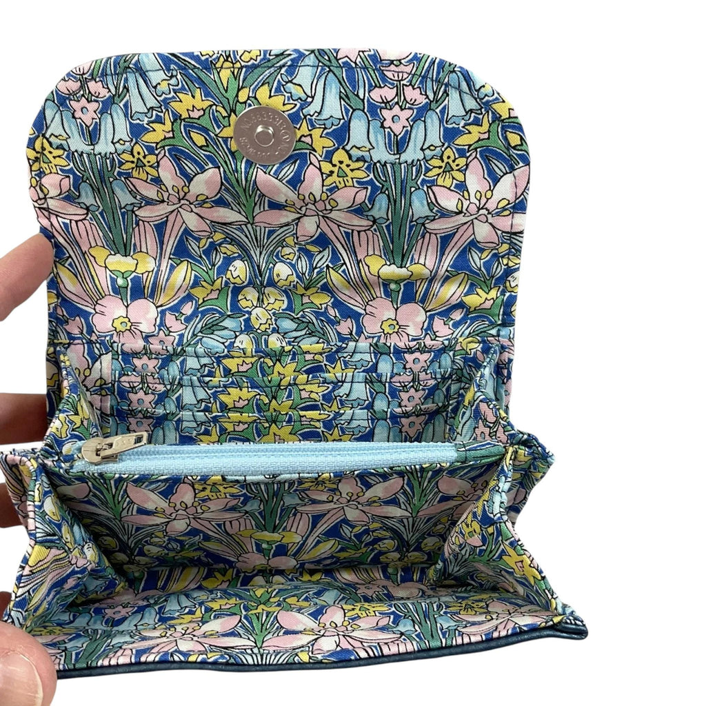 Concertina purse in faux leather and lined with liberty floral cotton fabric, coin and card wallet,  floral  ladies gift
