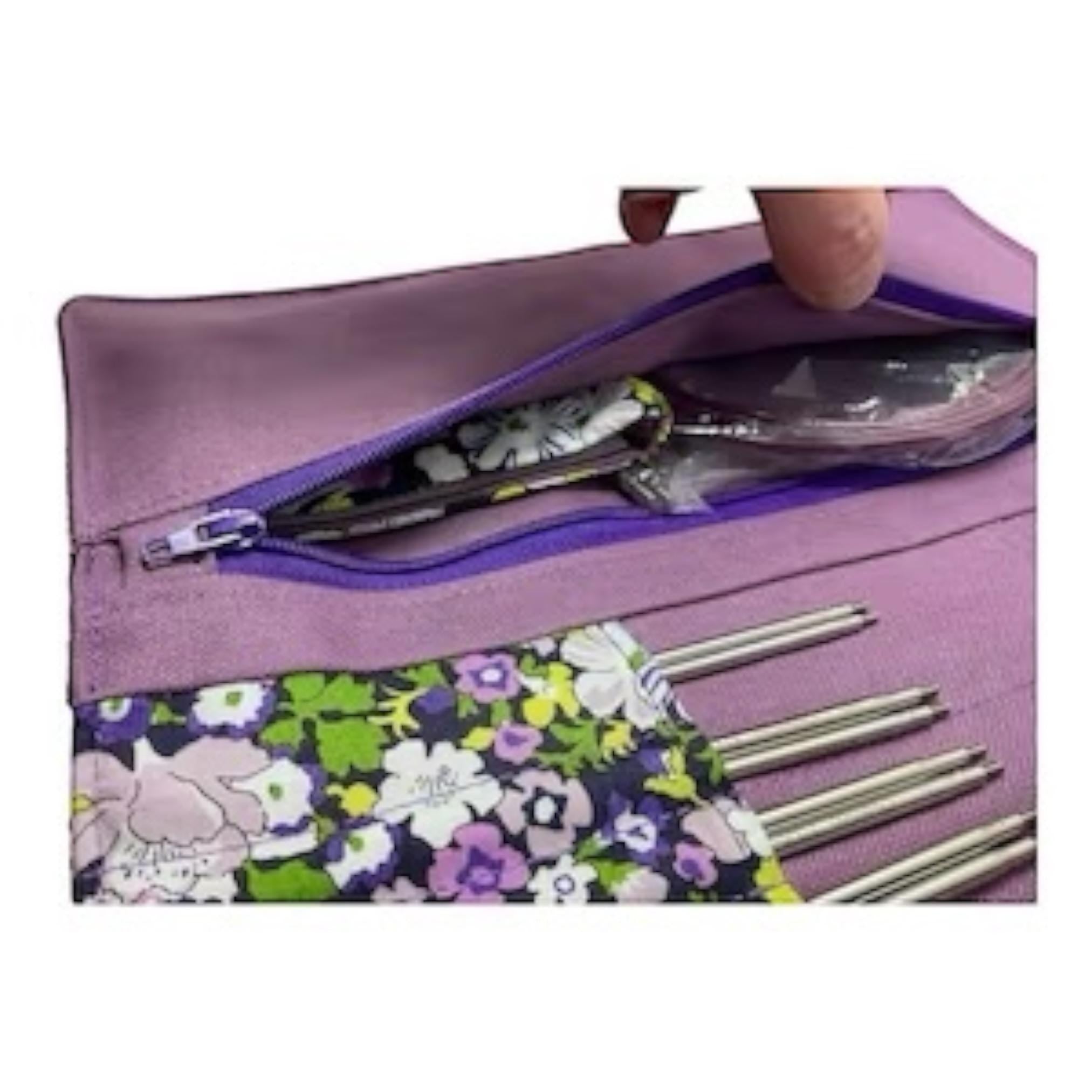 Liberty Floral fabric  interchangeable and double pointed knitting needle case, hiya hiya pouch, knit pro wallet, sock needle case
