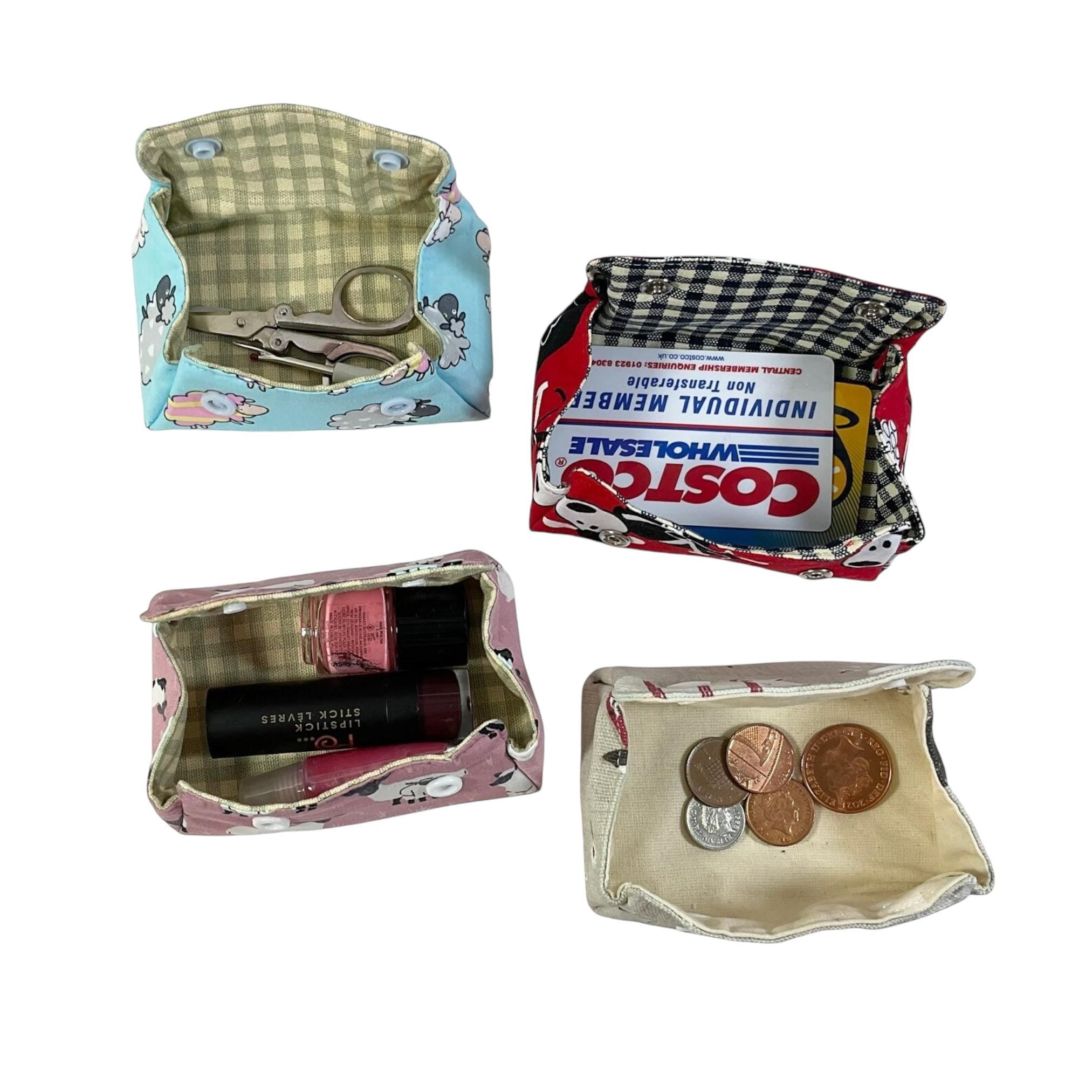Sheep & Cats Coin Purse: Fold Up Knitting Notions Pouch