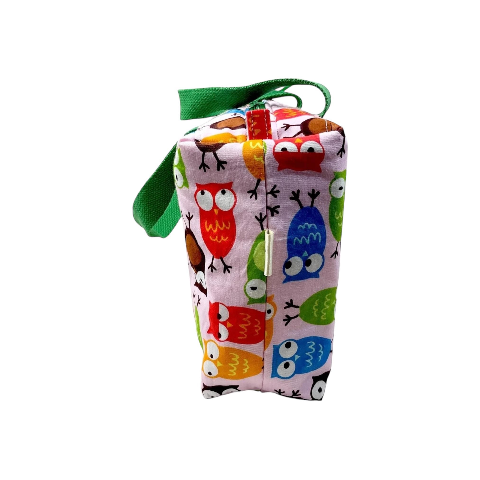 Large owl toiletries bag with handles and zip pocket, bird print Waterproof lined wash pouch, camping  ladies  gift, womens sponge bag