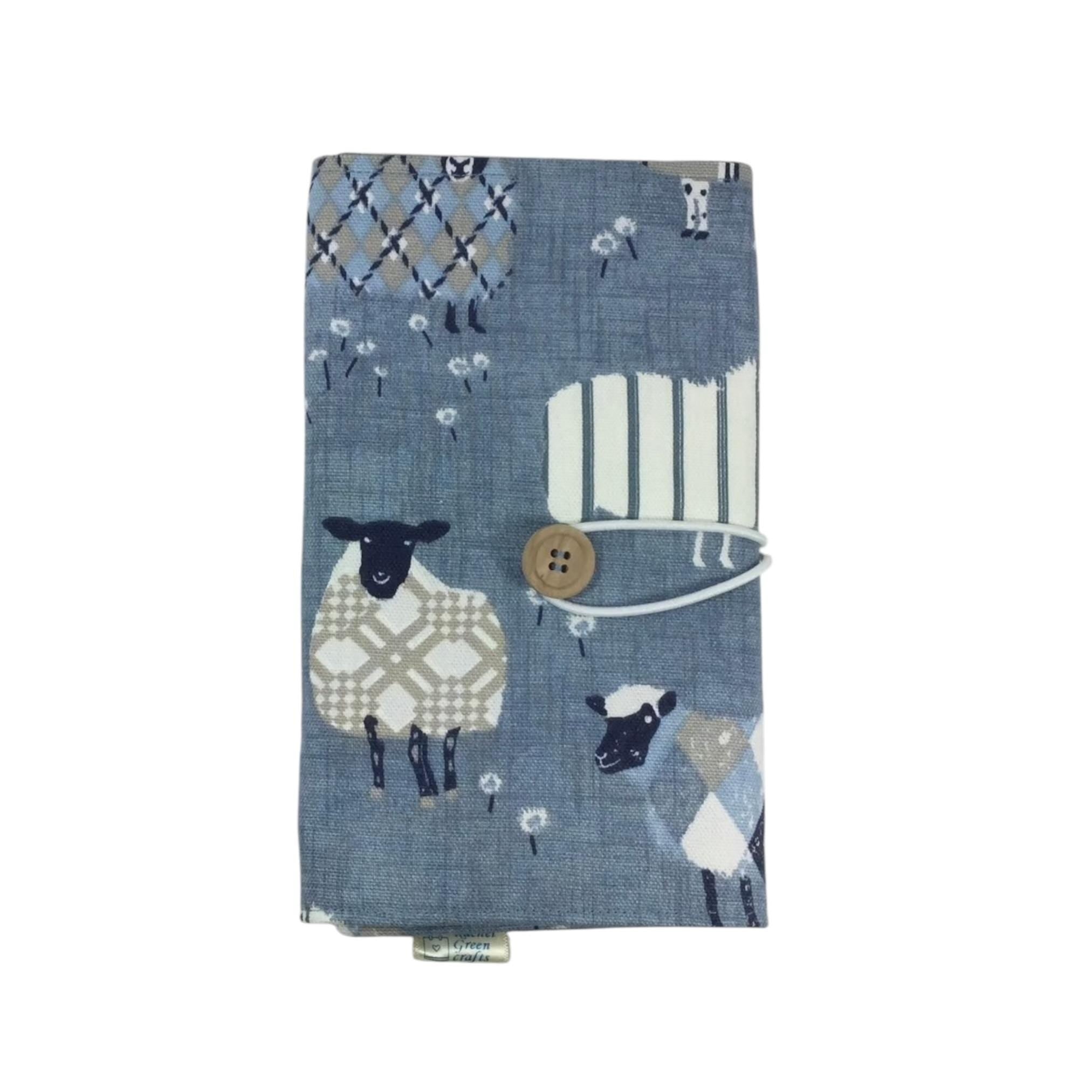 Circular knitting needle case with denim blue sheep,  fixed circular wallet,  sock needles storage pouch, knitters gift