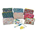 Notions kit for Knitters and crochet in liberty fabric and filled with craft tools, floral travel knitting kit, scissors, stitch holder