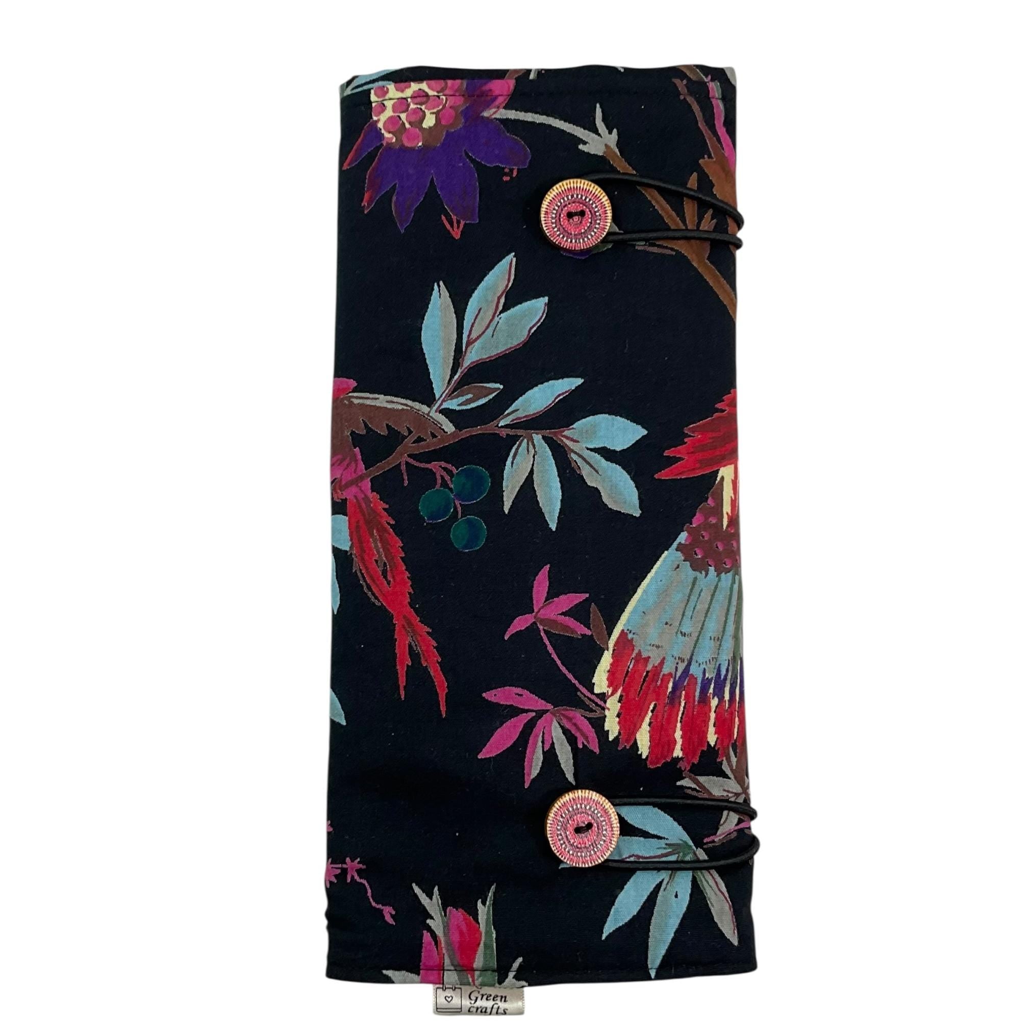 Double pointed case, floral and bird DPN Case, knitting needle case, crochet hook case, knitting roll, needle organiser, sock needle case