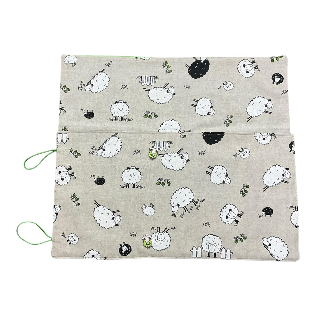 Double pointed knitting needle case with sheep in fields, DPN or crochet hook case, sock knitters gift,