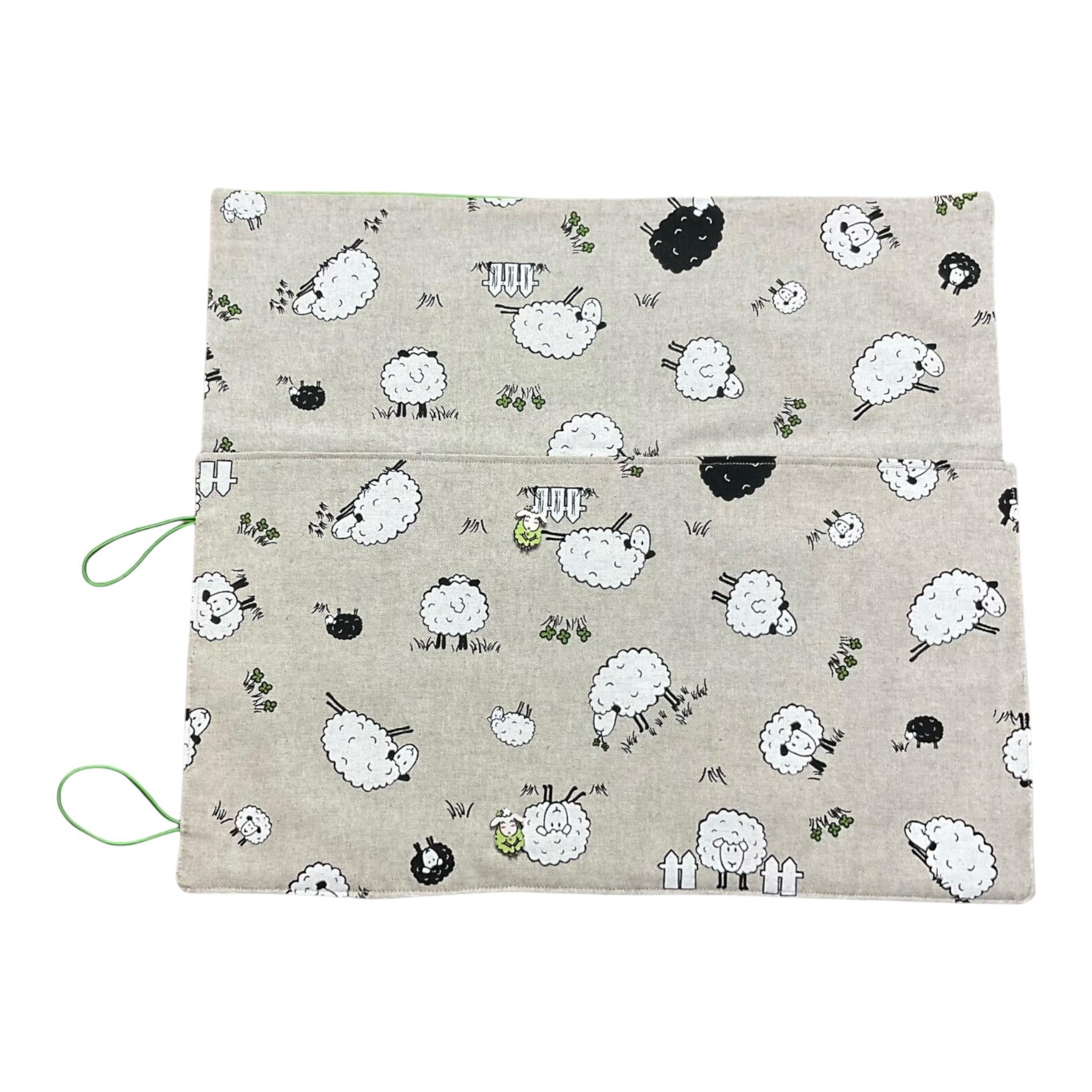 Double pointed knitting needle case with sheep in fields, DPN or crochet hook case, sock knitters gift,