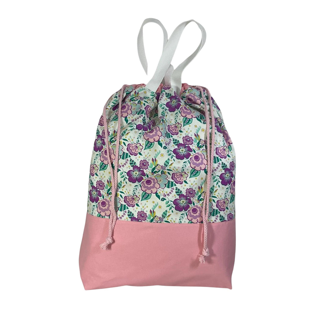 XXL  drawstring knitting bag with Liberty fabric  floral print, supersized multi pockets project bag with handles, ladies  gift
