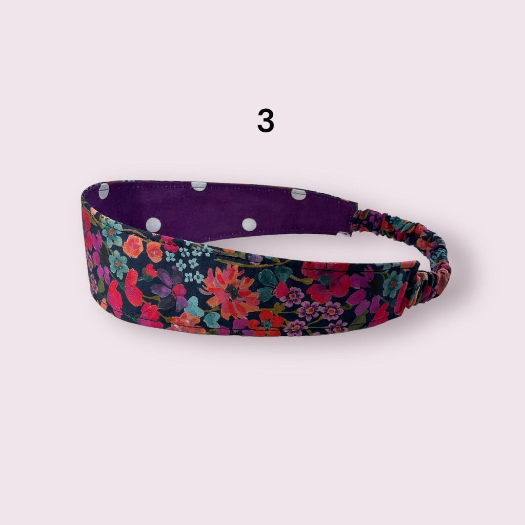 Ladies Liberty fabric elasticated hairband adult headband, no pinch fabric floral reversible