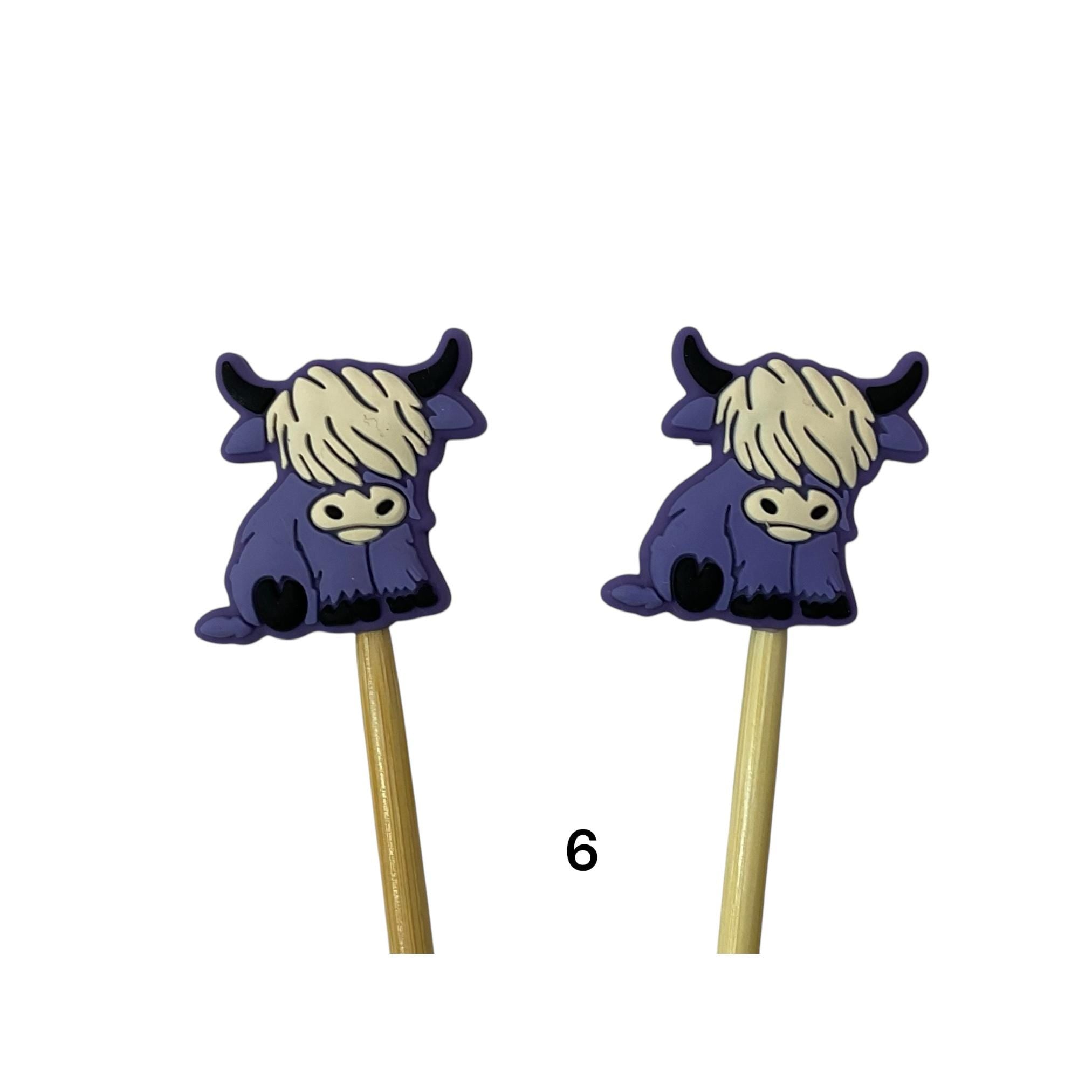 Highland Cow stitch stopper, knitting point protector, Silicone needle end