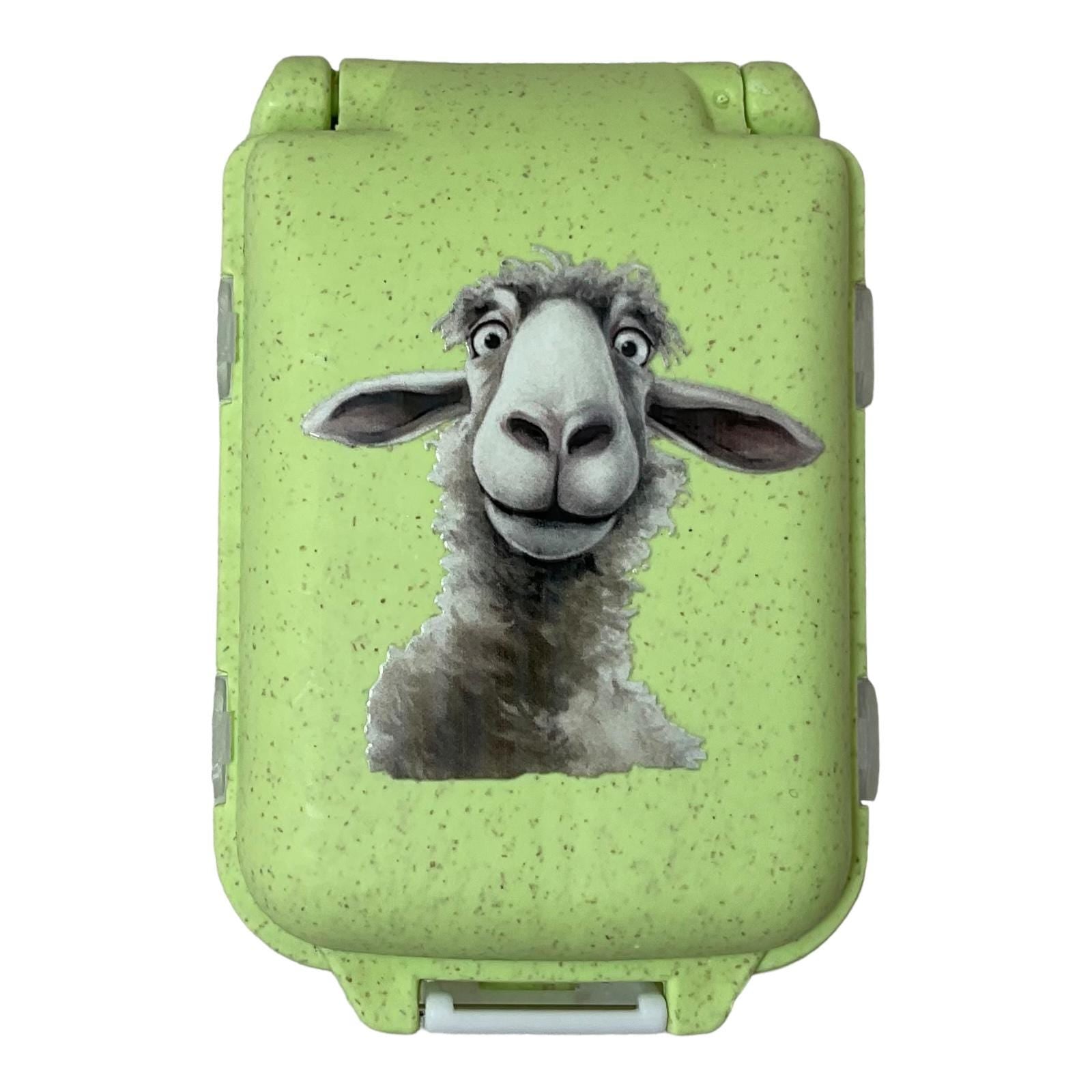 Sheep Knitting notions and accessories box with sheep motif,  stitch marker 8 compartment organiser for crafting, option filled with tools