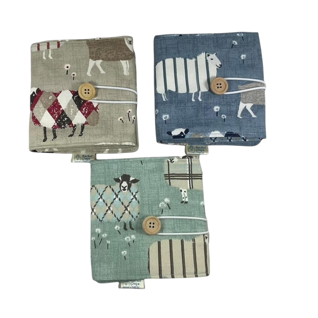 Short Circular knitting needle case with sheep, 40cm small diameter wallet, fixed 16", 9", 12" needle storage, knitters gift, needle holder,