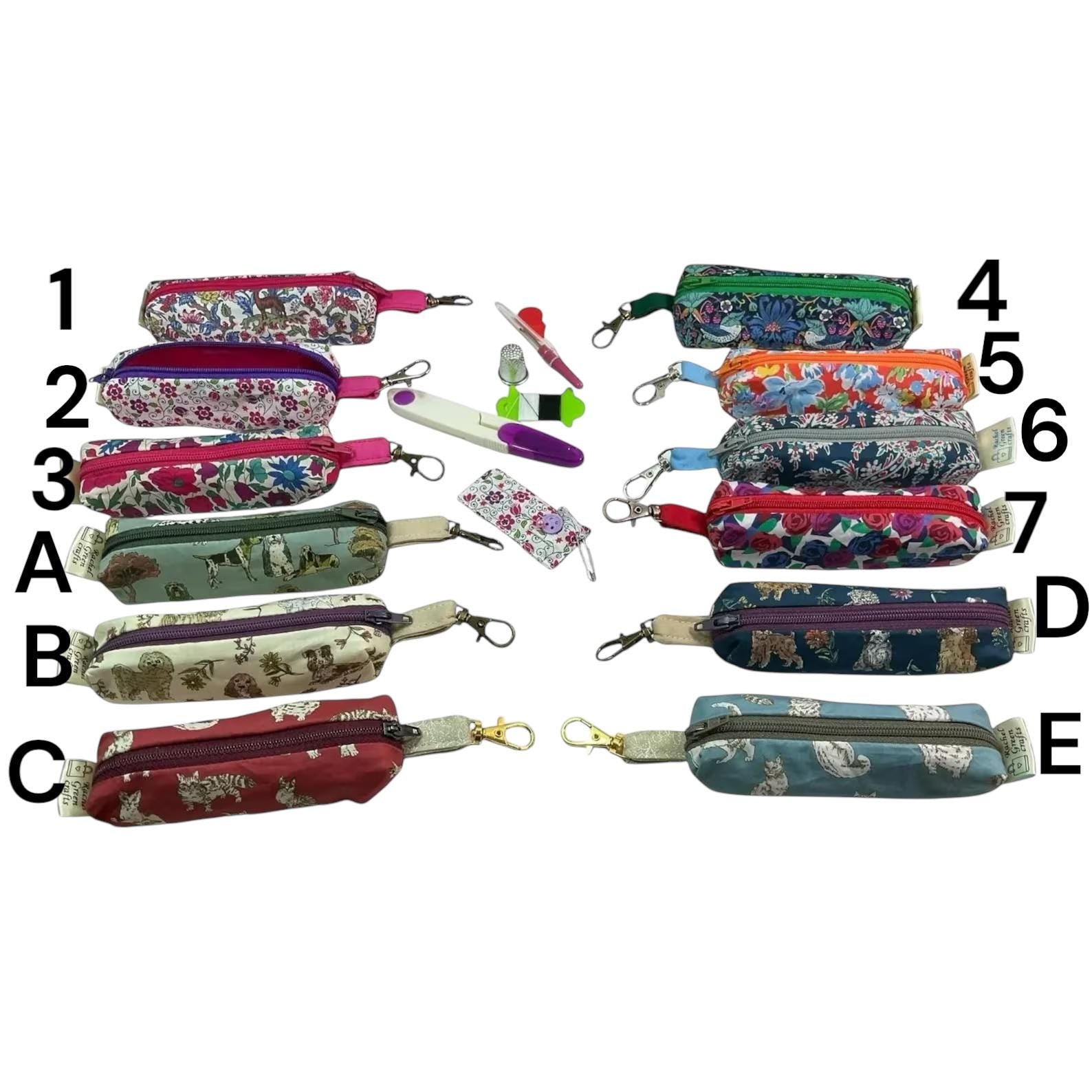 Liberty fabric Mini sewing kit, travel mending case, floral needle case, keychain sewing, sewing notions, stocking filler, ladies gift