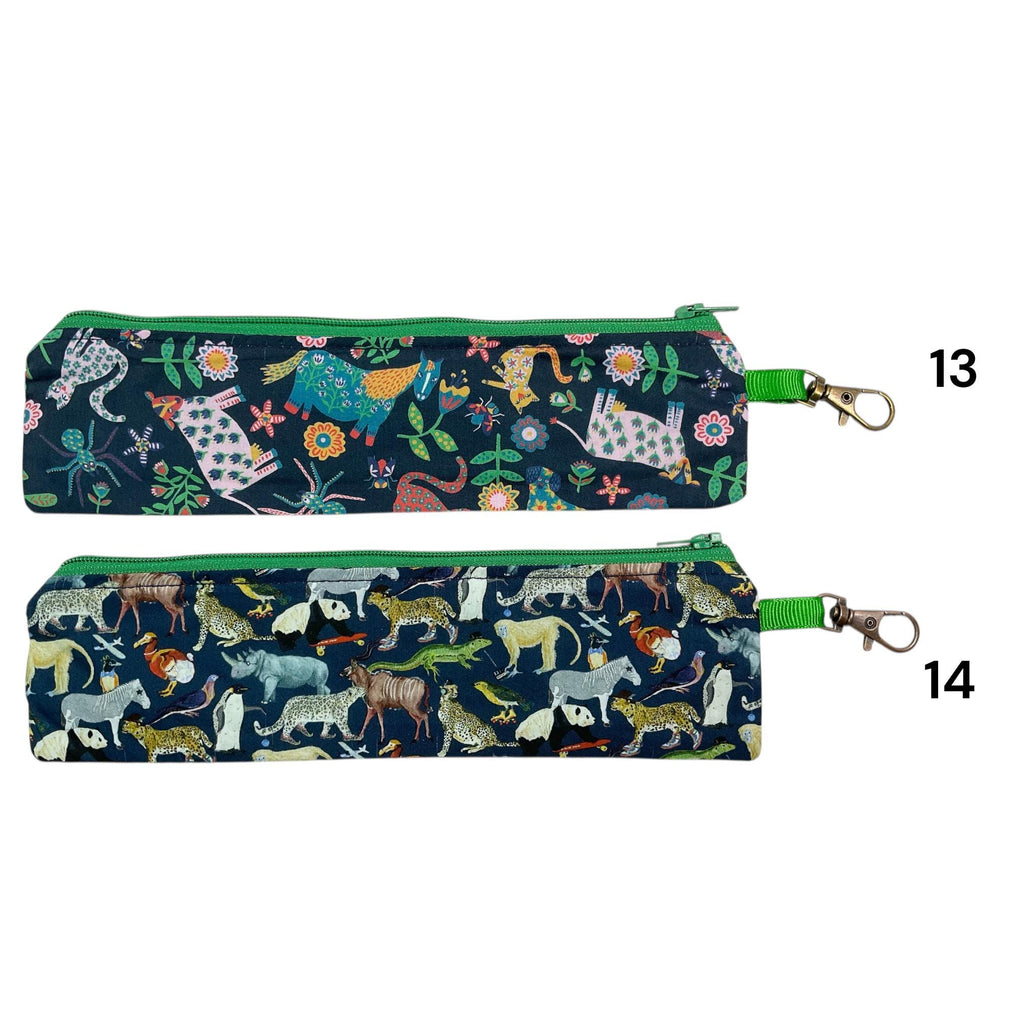 Liberty fabric slim pencil case, floral skinny zip pouch with lanyard clip, small items pouch, nail file storage, medical female sanitary