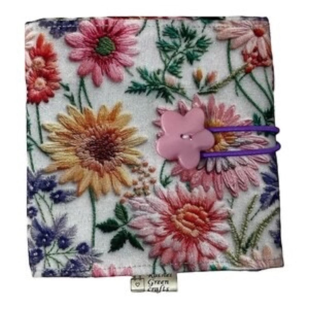 Circular needle case for short needles in floral print, needle wallet, fixed 16" case, 9" sock needles, 12" , knitters gift, needle holder,