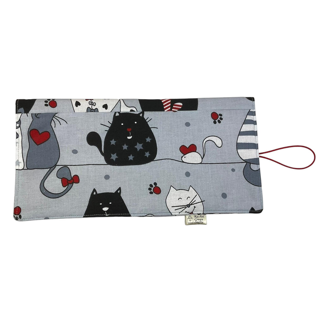 Interchangeable knitting needle case with cats, holds 2 sets, addi case, chiagoo wallet, knit pro organiser, hiya hiya pouch