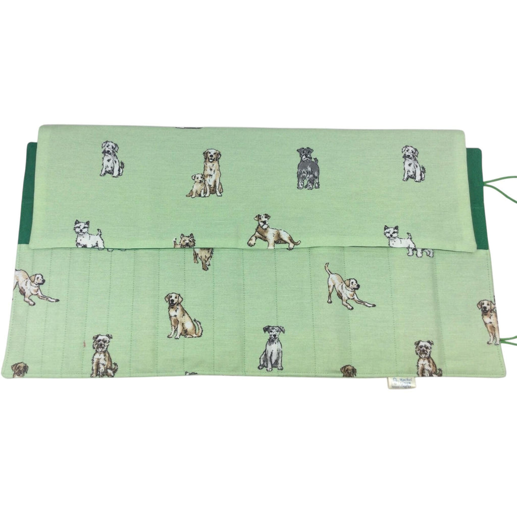 Double pointed knitting needle case with dogs, retriever and spaniel DPN or crochet hook case, sock knitters gift,