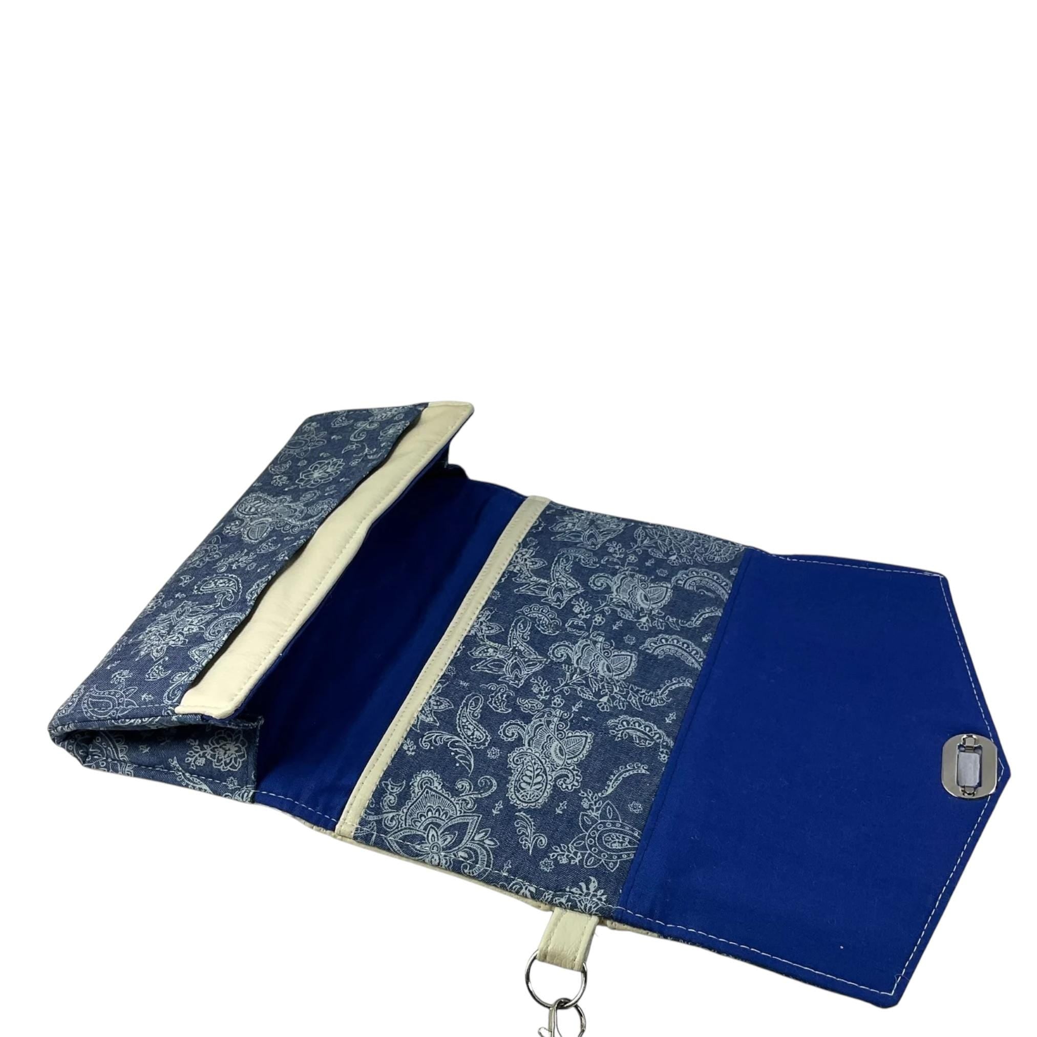 Clutch bag wristlet wallet for phone and cards/ cash, small phone bag in faux leather and floral fabric, evening clubbing purse, ladies gift