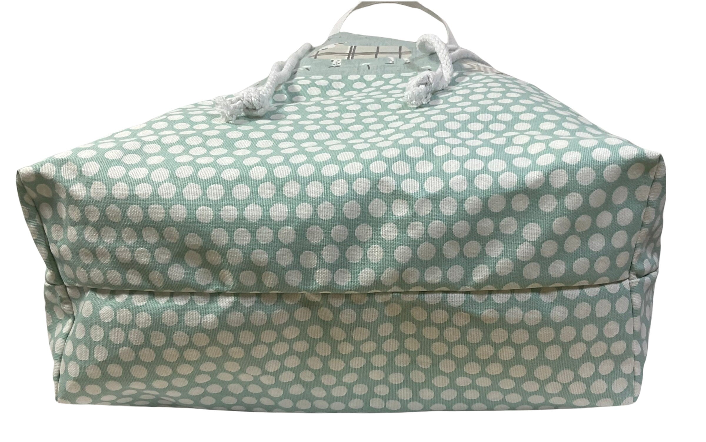XXL  drawstring knitting bag with Turquoise coloured sheep print, supersized multi pockets project bag with handles