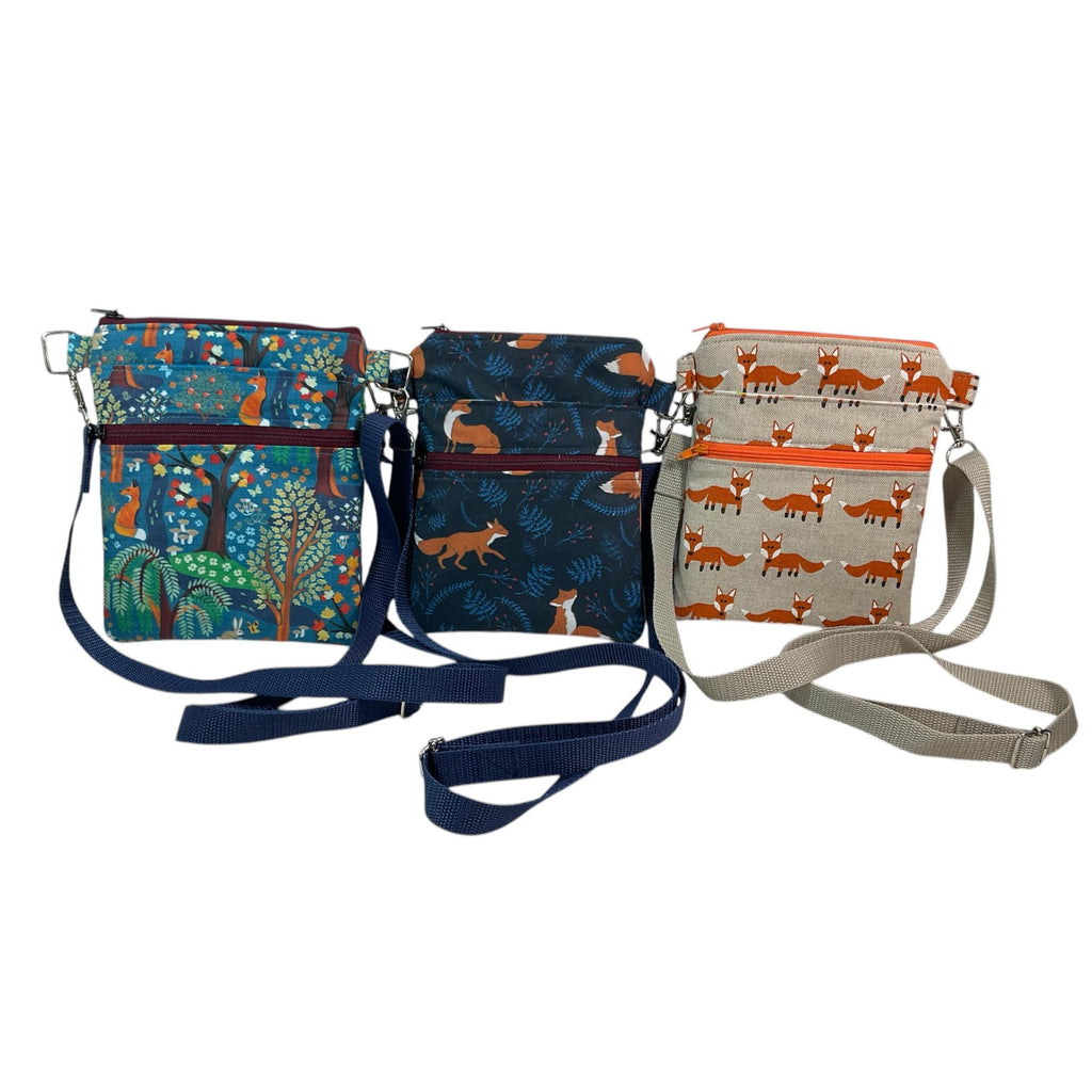 Fox print small shoulder phone bag, Fox and owl handbag, woodland  teenager purse, essentials bag
