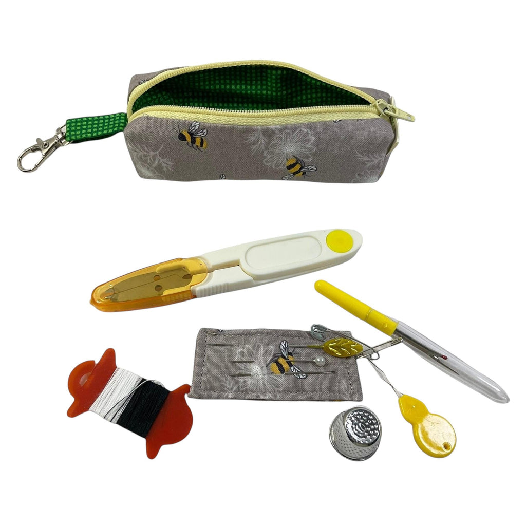 Mini sewing kit with lanyard clip , travel mending case, keyring needle case, keychain sewing notions, stocking filler, christmas gift