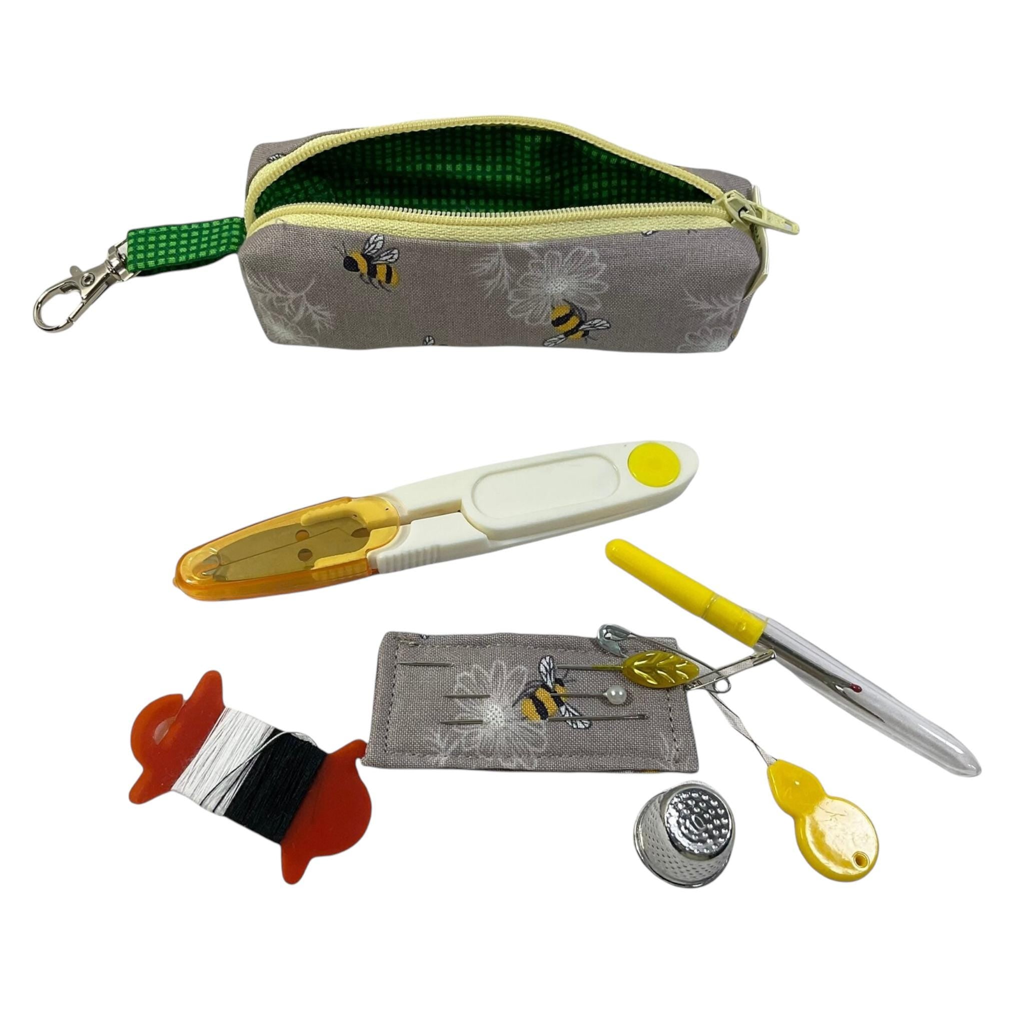 Mini sewing kit with lanyard clip , travel mending case, keyring needle case, keychain sewing notions, stocking filler, christmas gift