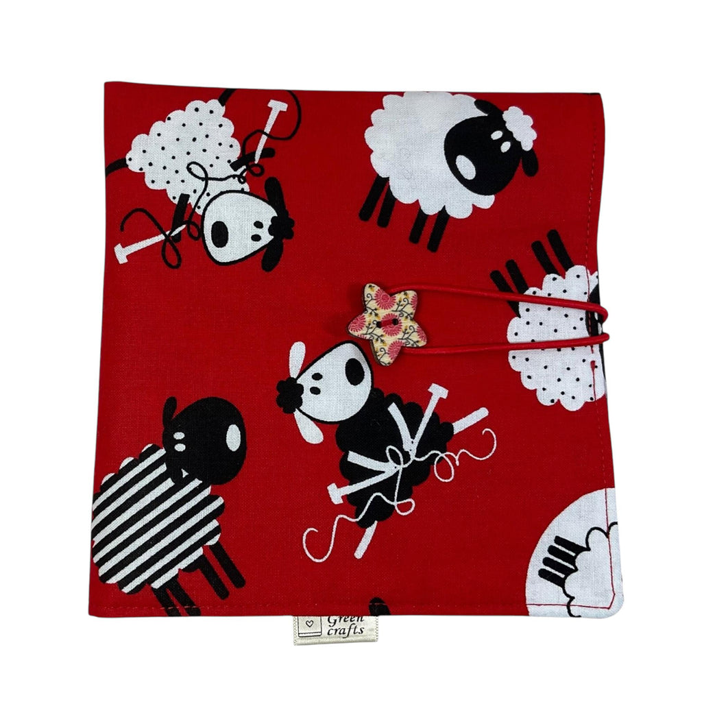 Interchangeable knitting needle case with knitting  sheep, holds 2 sets, addi case, chiagoo wallet, knit pro organiser, hiya hiya pouch