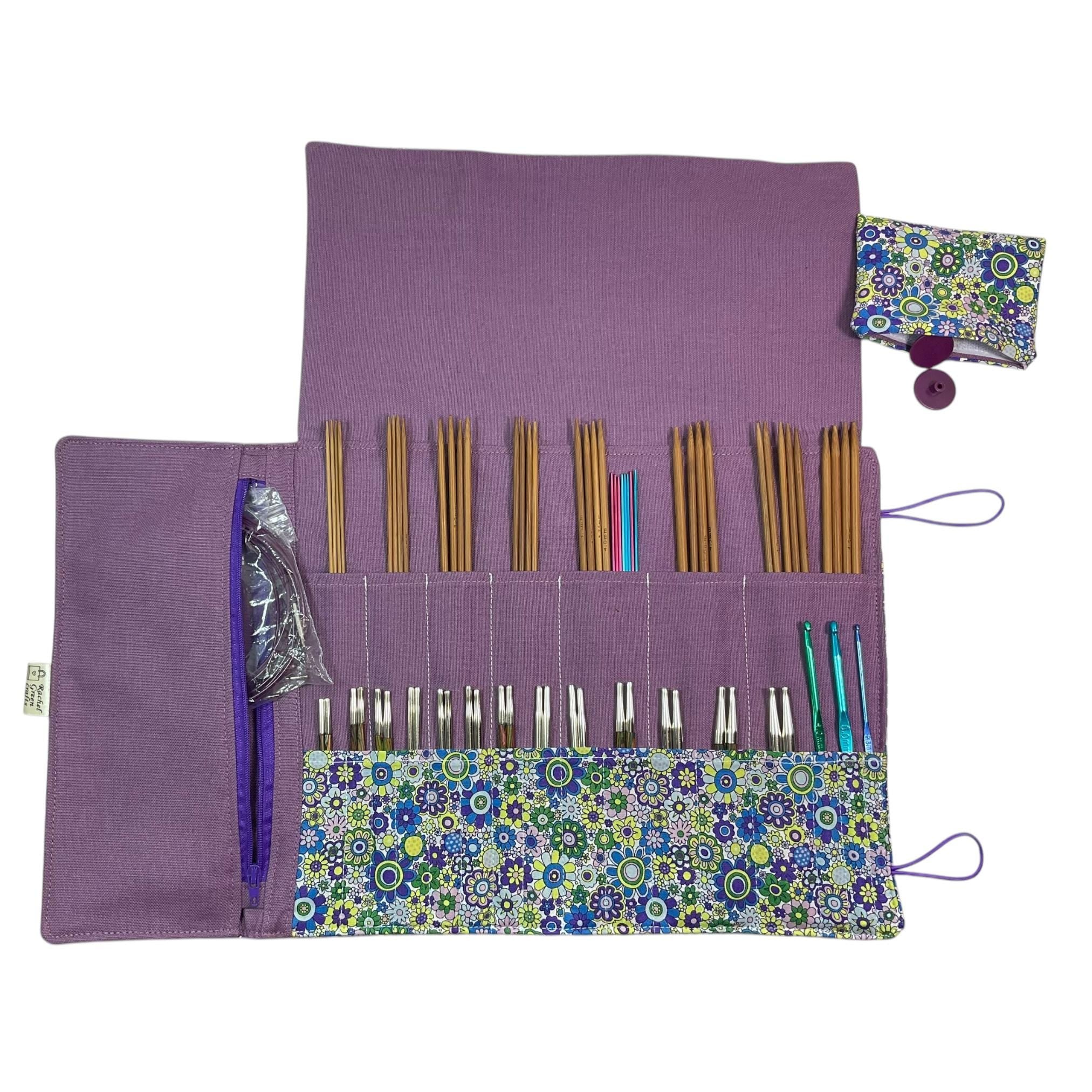 Liberty Floral fabric  interchangeable and double pointed knitting needle case, hiya hiya pouch, knit pro wallet, sock needle case
