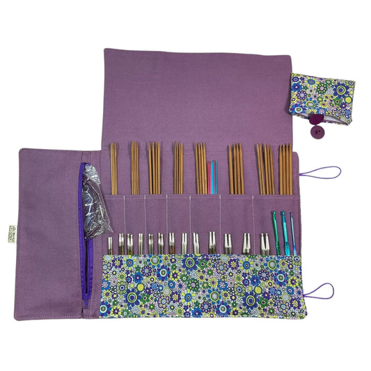 Liberty Floral fabric  interchangeable and double pointed knitting needle case