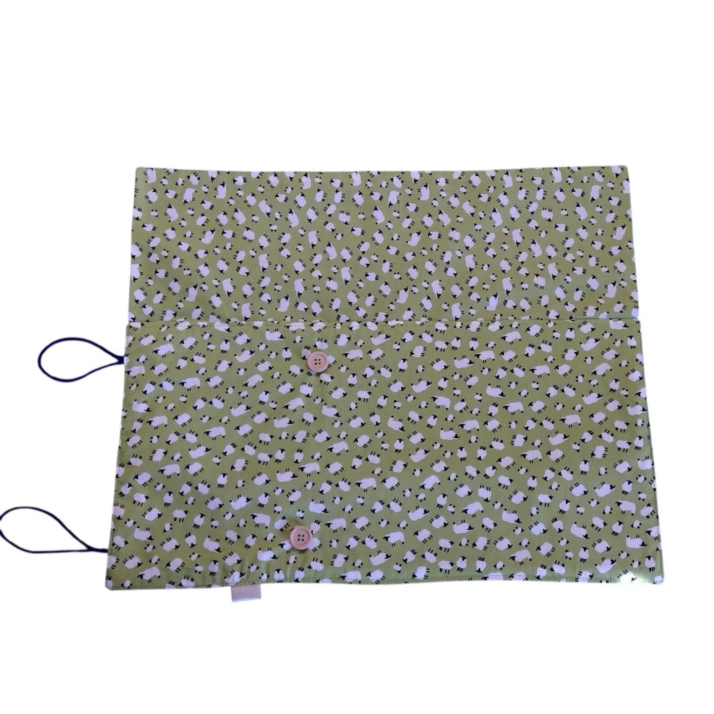 Double pointed knitting needle case with green sheep