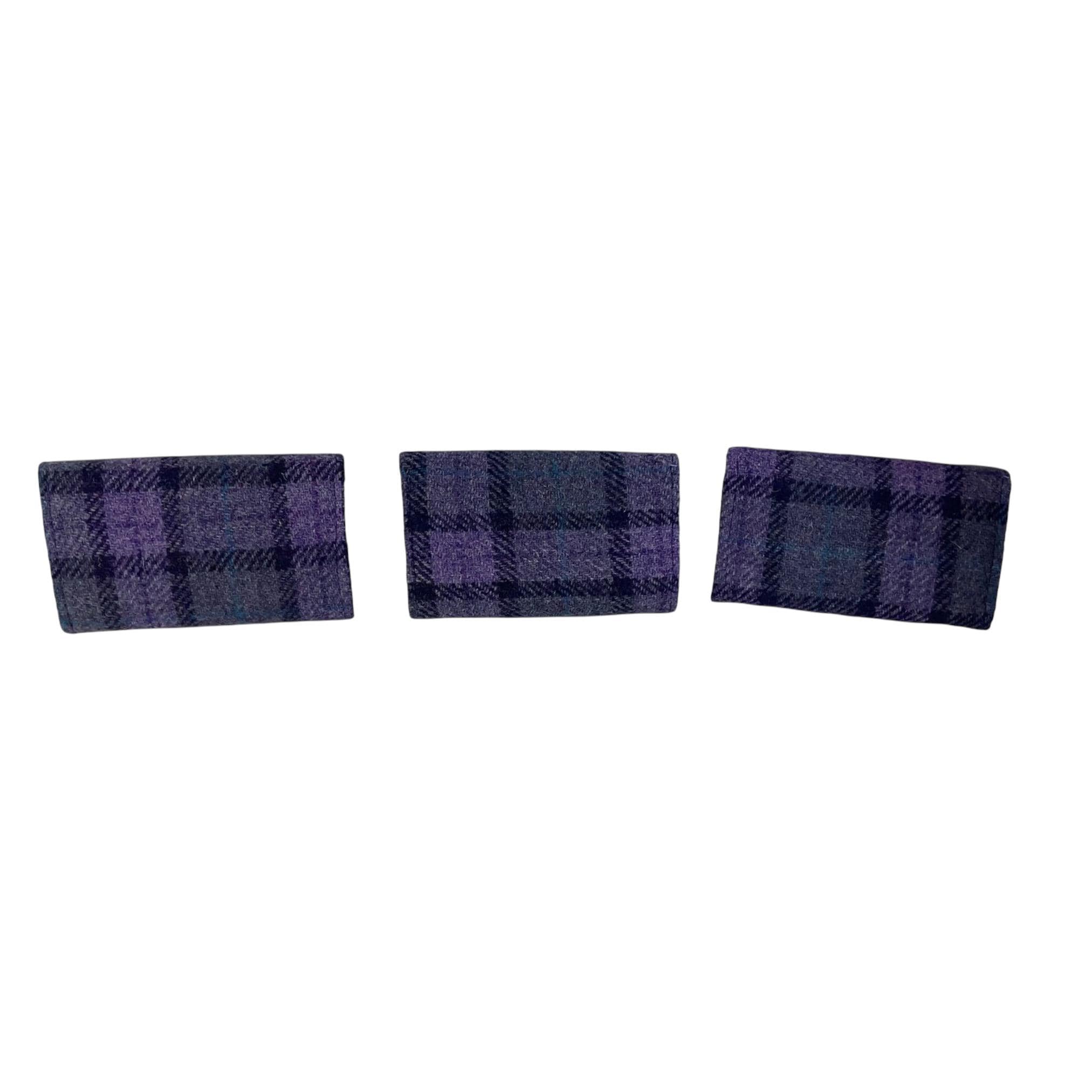 Concertina purse made in Harris tweed purple check wool fabric, coin and card wallet,  purple ladies gift