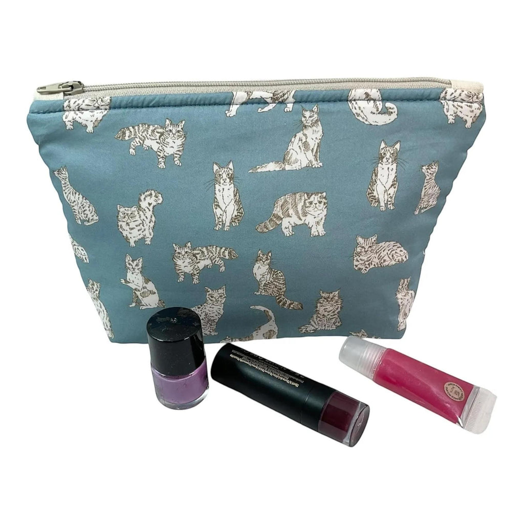 Cosmetics pouch in Liberty dog, cat and pet print tana lawn , small wash bag with waterproof lining , zipped Makeup storage, ladies gift