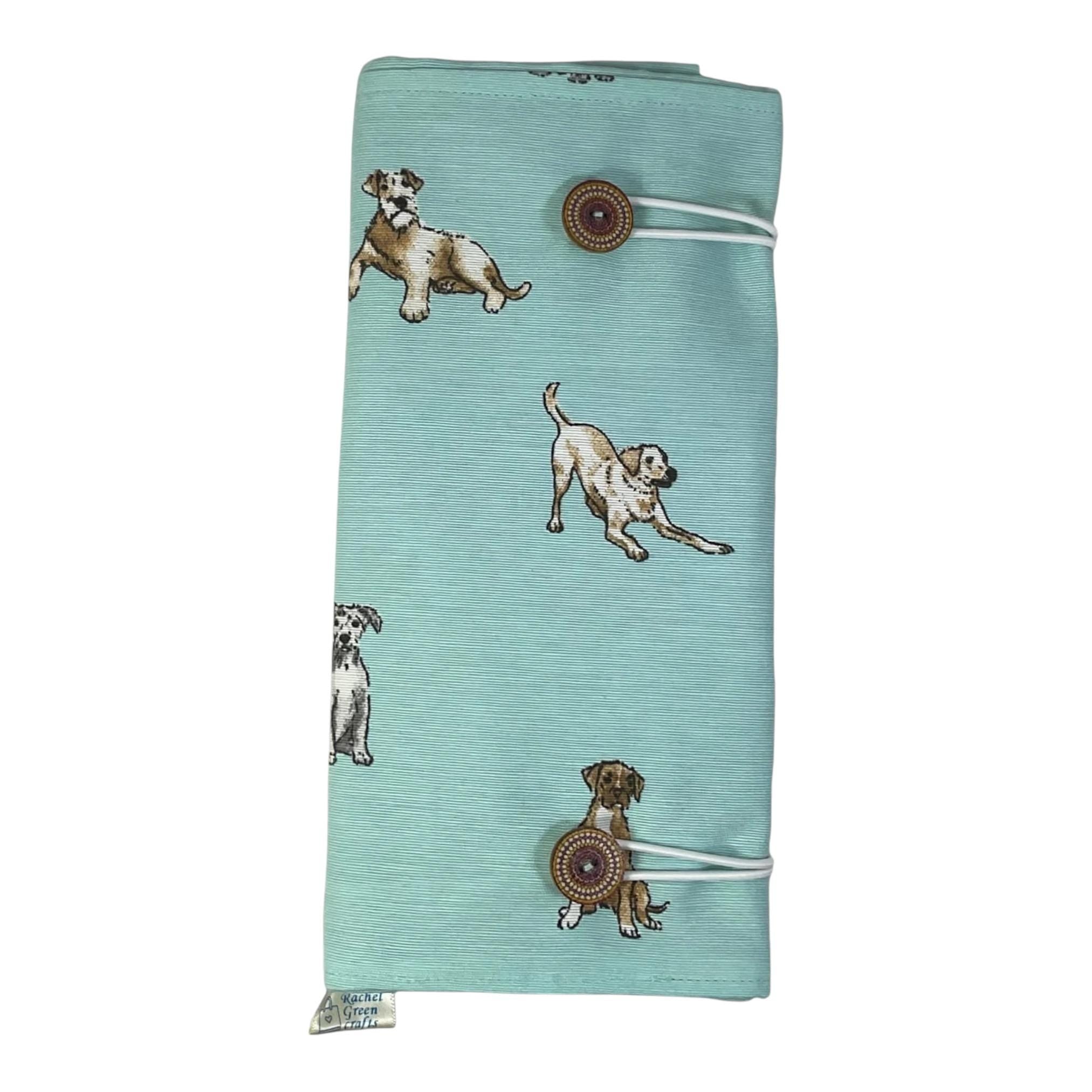 Double pointed knitting needle case with dogs,  retriever and spaniel breeds DPN or crochet hook case, sock knitters gift,