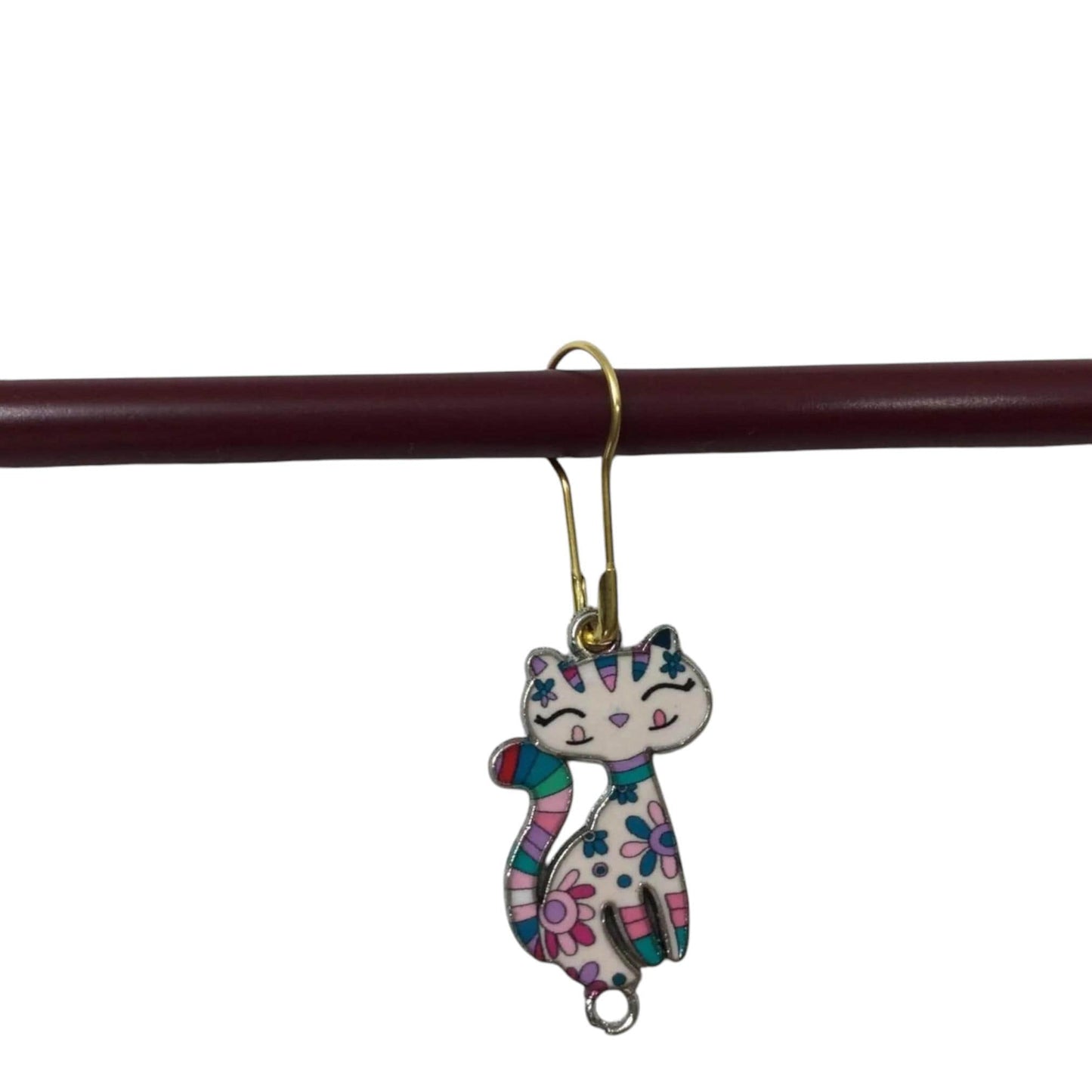 Cat enamelled Stitch markers for knitting and crochet