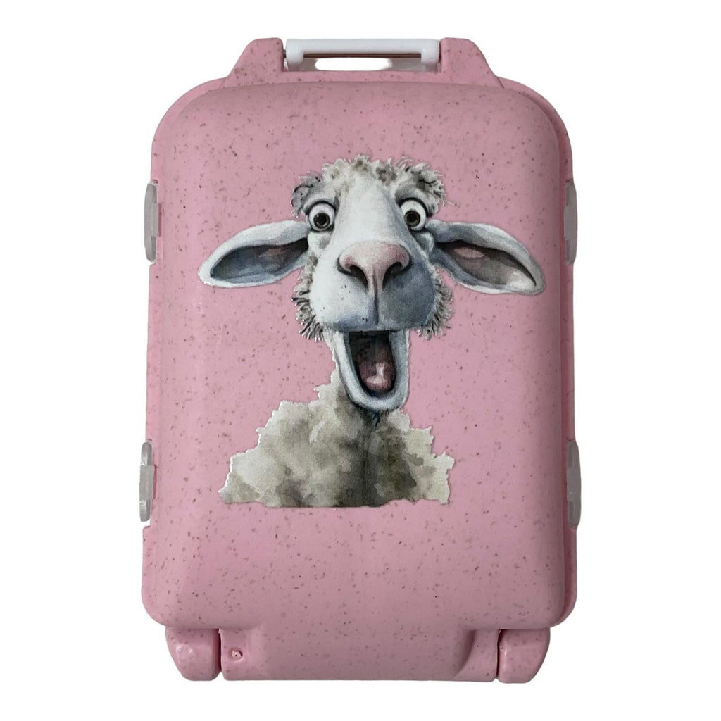 Sheep Knitting notions and accessories box with sheep motif,  stitch marker 8 compartment organiser for crafting, option filled with tools