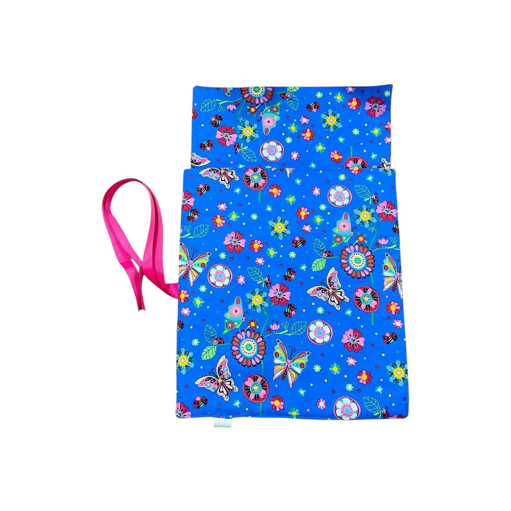 Straight knitting needle case with ladybirds, butterflies and flowers, bugs knitting storage case,, knitters gift,needle organiser