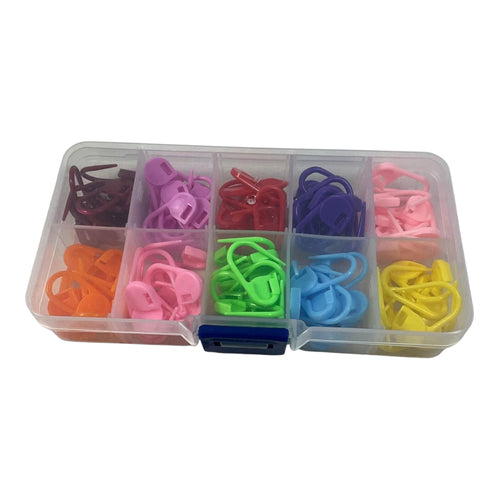 100 pcs multicoloured  plastic locking stitch markers in a box, crochet Stitch holder
