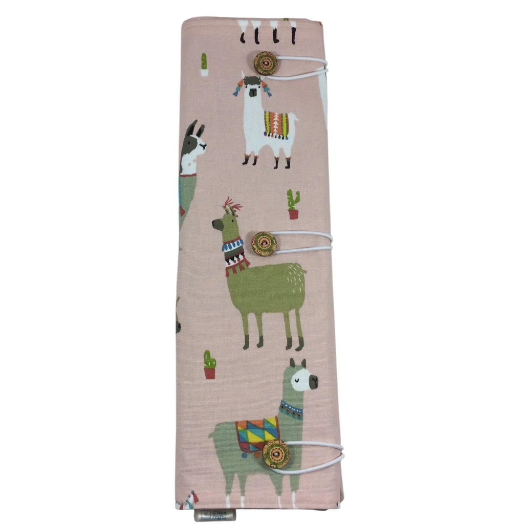 Straight and double pointed knitting needle case with alpacas, knitting needle pouch,  needle storage, long needles wallet, sock needle