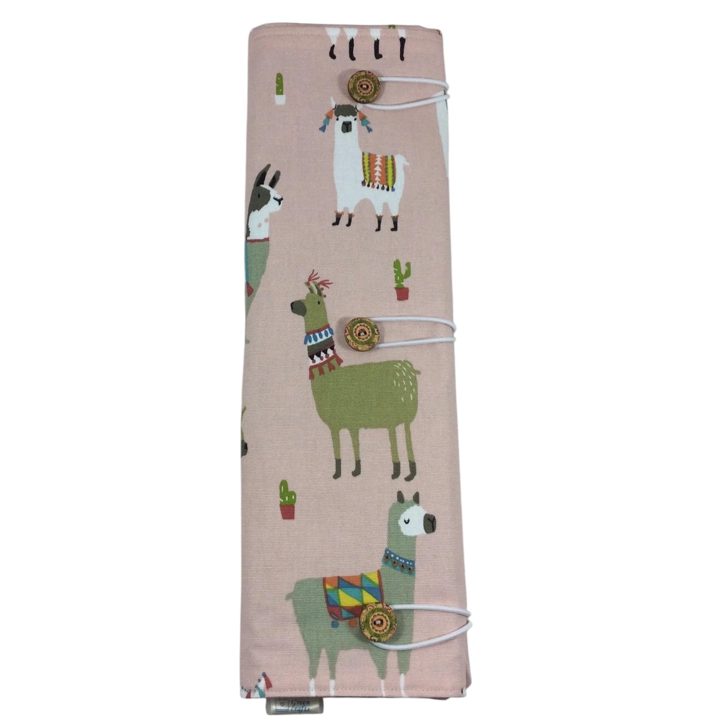 Straight and double pointed knitting needle case with alpacas