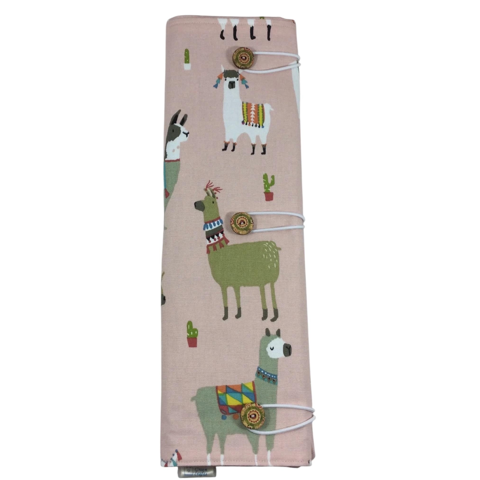Straight and double pointed knitting needle case with alpacas, knitting needle pouch,  needle storage, long needles wallet, sock needle