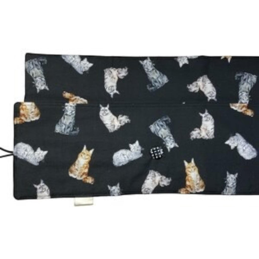 Circular needle case for short needles in cat print, needle wallet, fixed 16" case, 9" sock needles, 12" , knitters gift, needle holder,