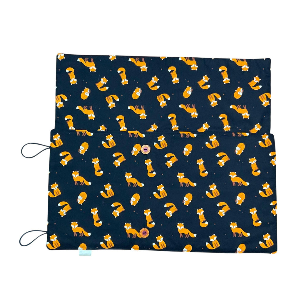 Double pointed knitting needle case with foxes,  DPN or crochet hook case, sock knitters gift, straight needle pouch