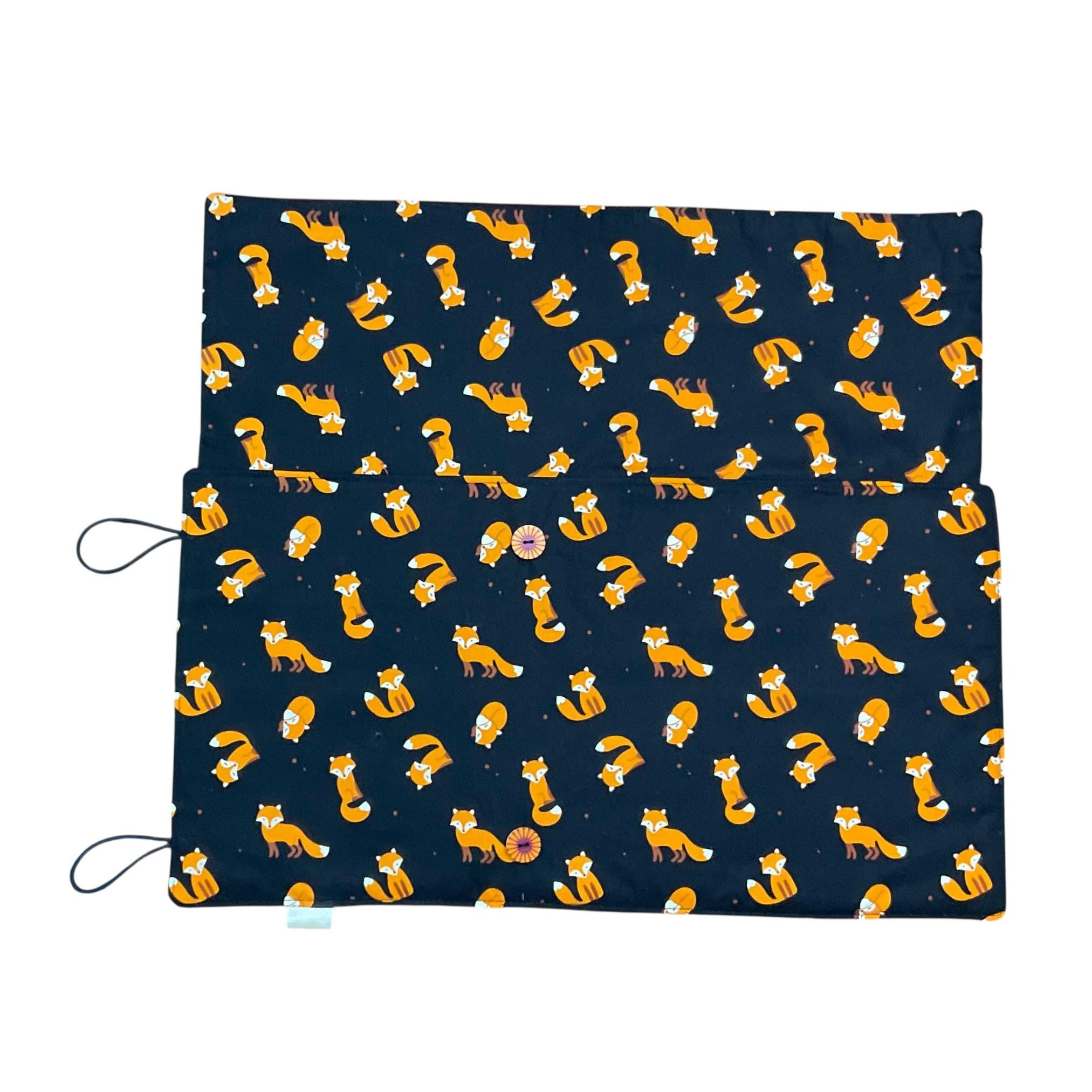 Double pointed knitting needle case with foxes,  DPN or crochet hook case, sock knitters gift, straight needle pouch