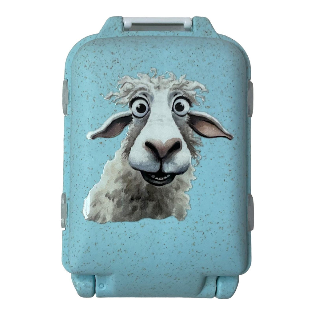 Sheep Knitting notions and accessories box with sheep motif,  stitch marker 8 compartment organiser for crafting, option filled with tools