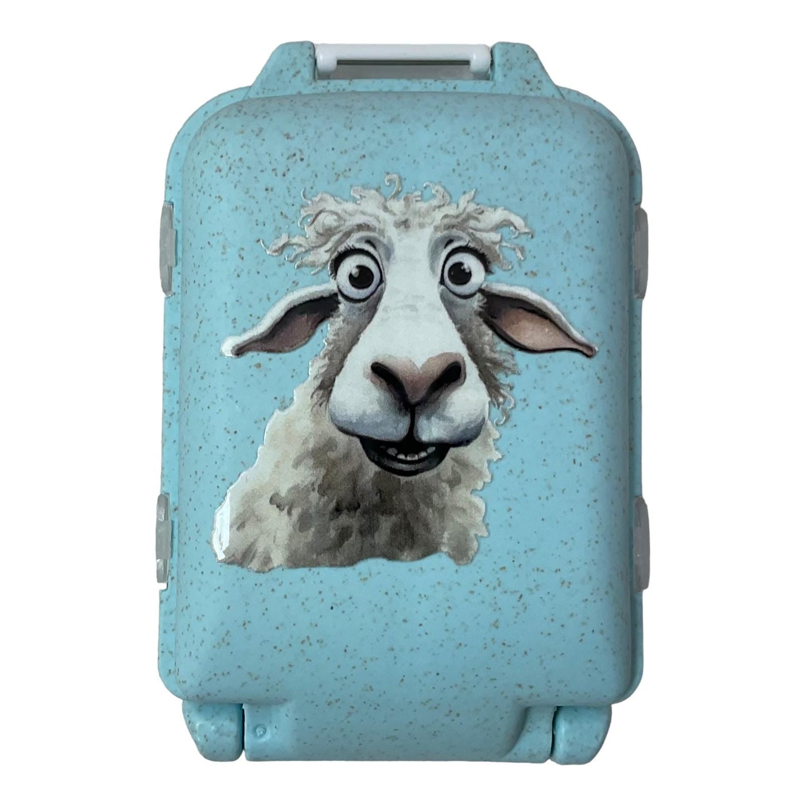 Sheep Knitting notions and accessories box with sheep motif,  stitch marker 8 compartment organiser for crafting, option filled with tools