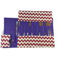 Red interchangeable and double pointed knitting needle case, chevron print knitting needle pouch, zig zag hiya hiya case, knit pro wallet