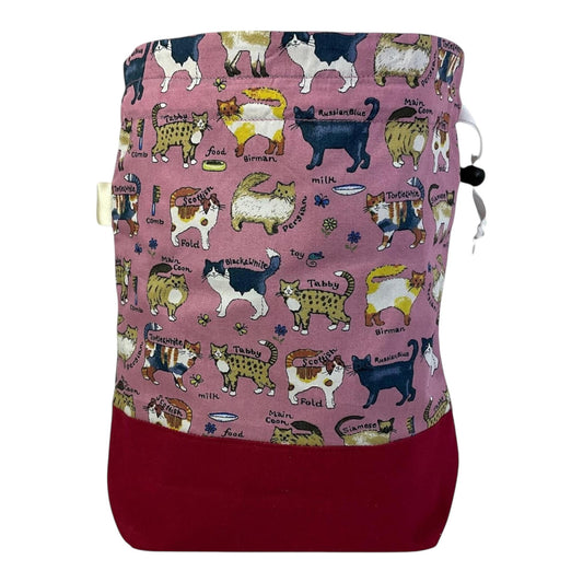 Two at a time knitting bag with cats