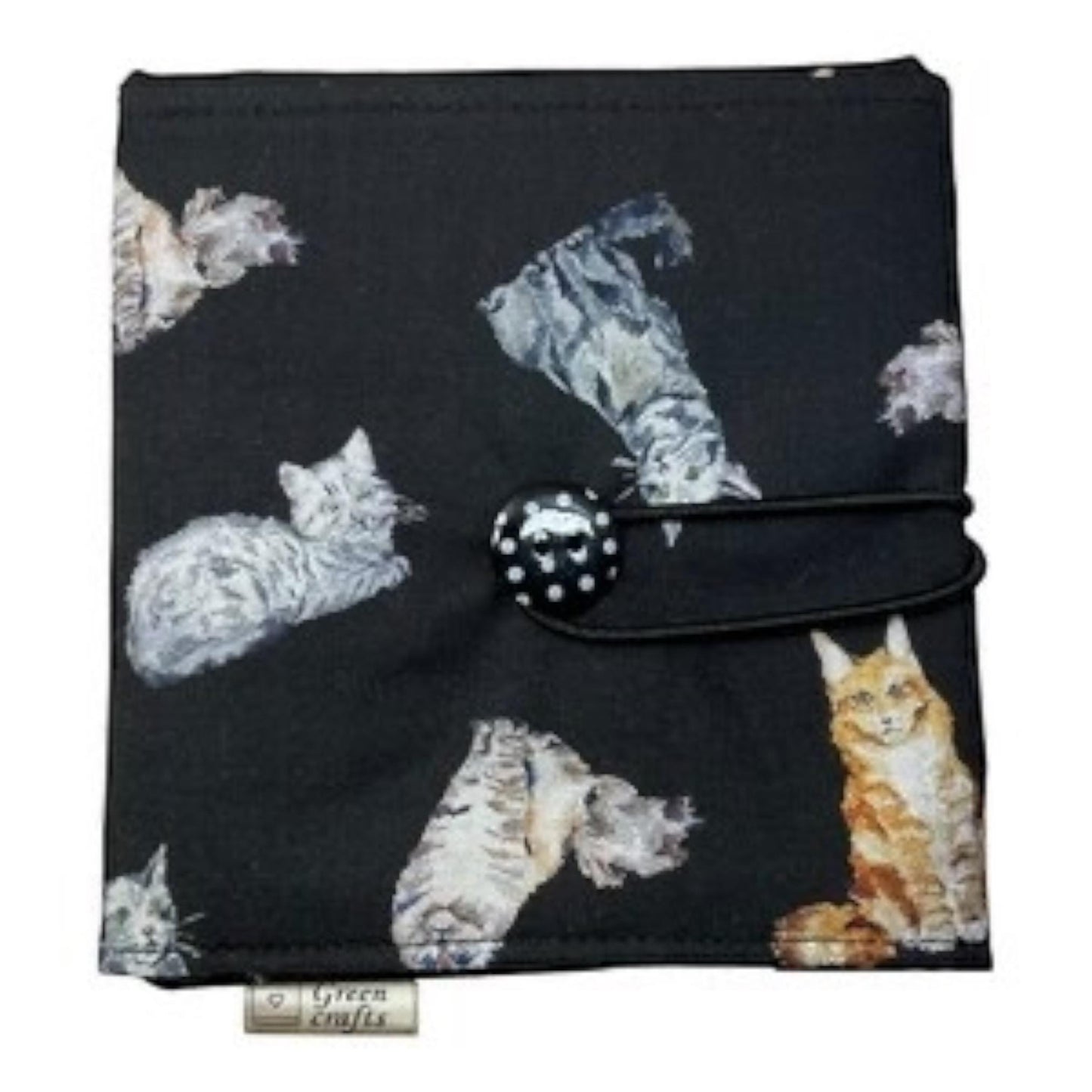 Circular knitting needle case for shorter length needles in cat print