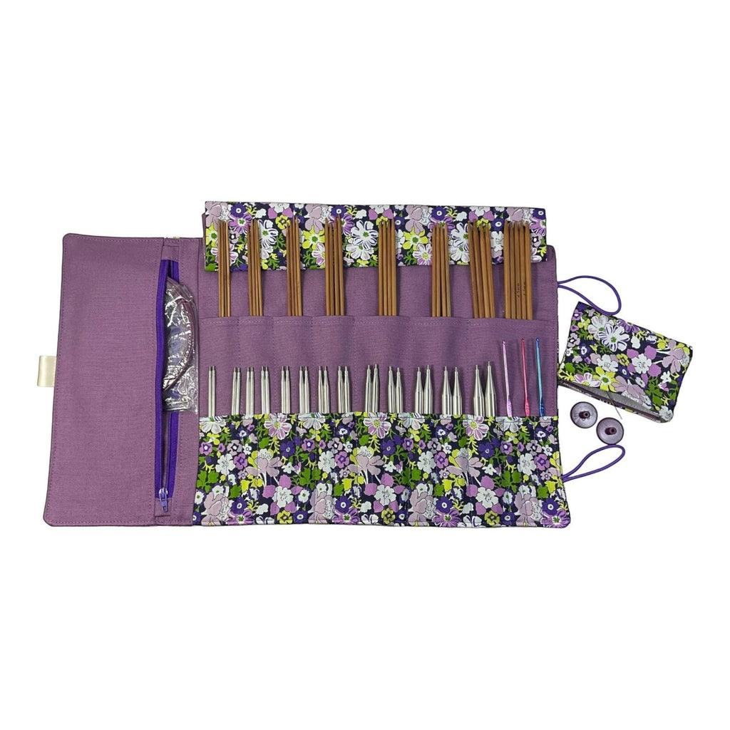 Liberty Floral fabric  interchangeable and double pointed knitting needle case, hiya hiya pouch, knit pro wallet, sock needle case